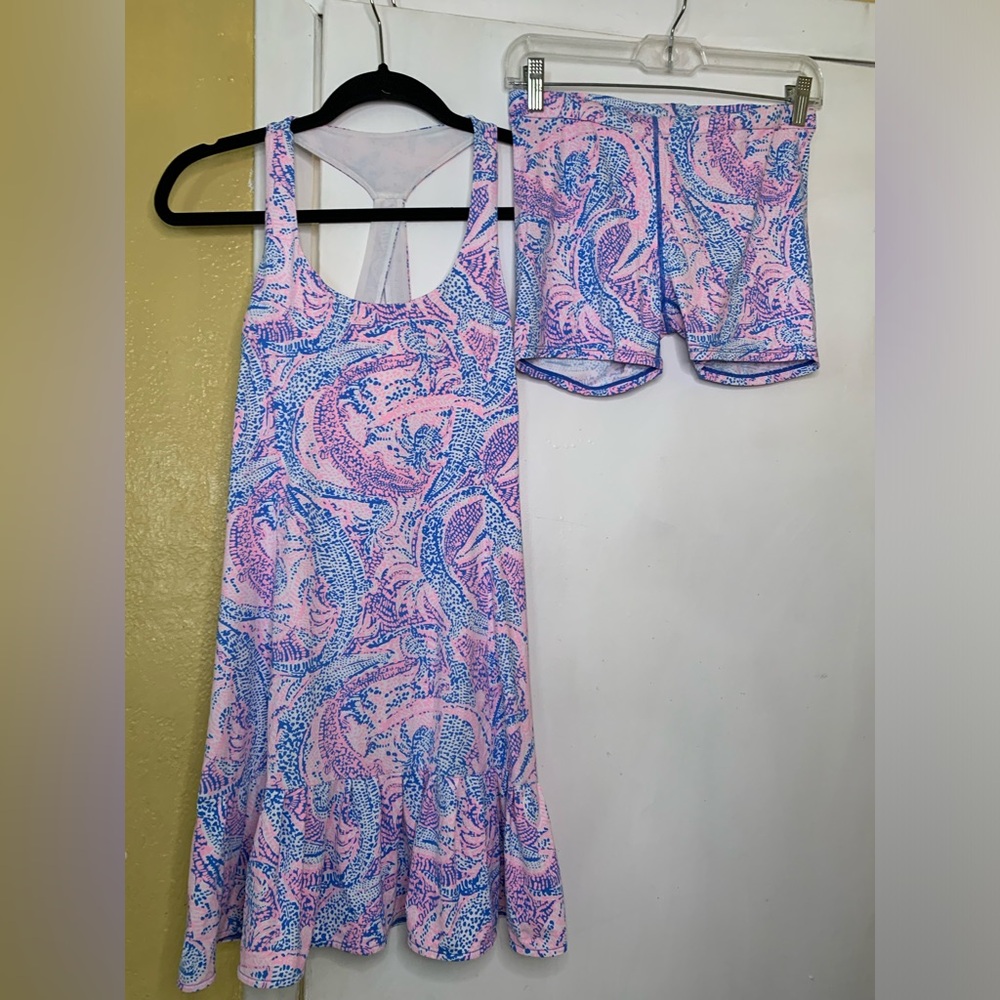 Lilly Pulitzer Pink and Blue Dress and Shorts Set